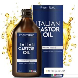 Pharmlitalia Italian Castor Oil Certified Organic Cold pressed 16.9 Fl oz